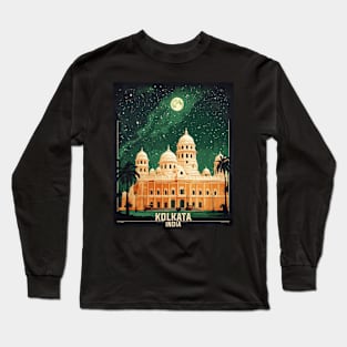 Kolkata India Starry Night Vintage Tourism Travel Long Sleeve T-Shirt